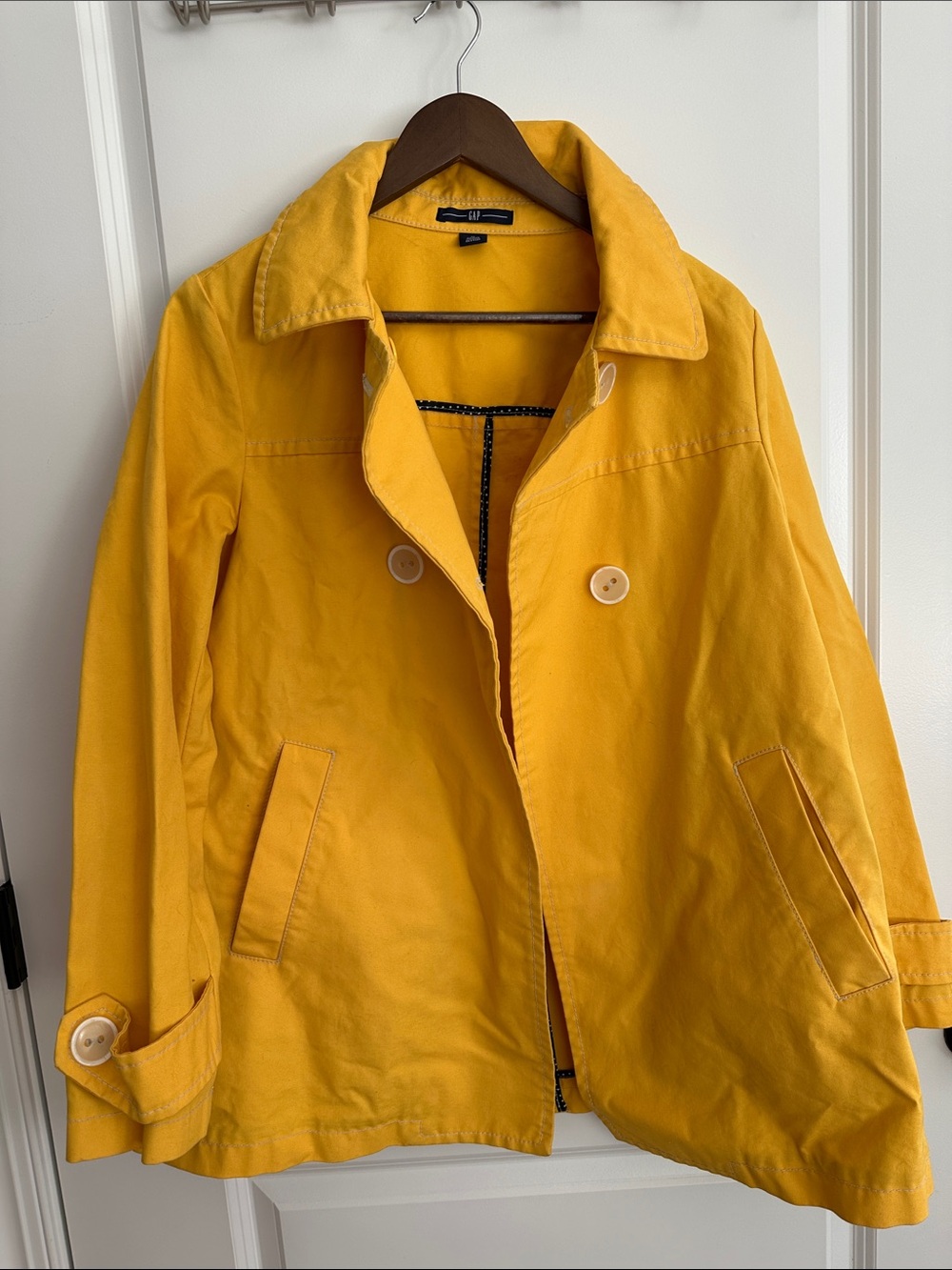 GAP Bright Yellow Double-Breasted Trench Coat